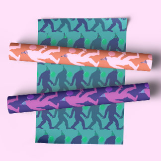 Quirky & Funny Bright Colourful Birthday Bigfoot  Wrapping Paper Sheet