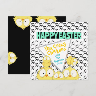 Quirky Funny Happy Easter Your Crazy Chickens Holiday Card