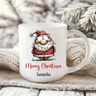 Quirky Funny Santa Cartoon Minimalist Coffee Mug