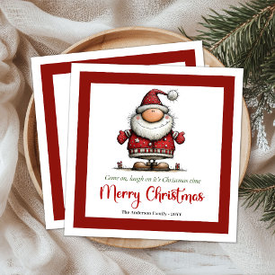 Quirky Funny Santa Claus Cartoon Party Paper Napki Napkin