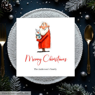 Quirky Funny Santa Claus Holiday Cocktail Napkins