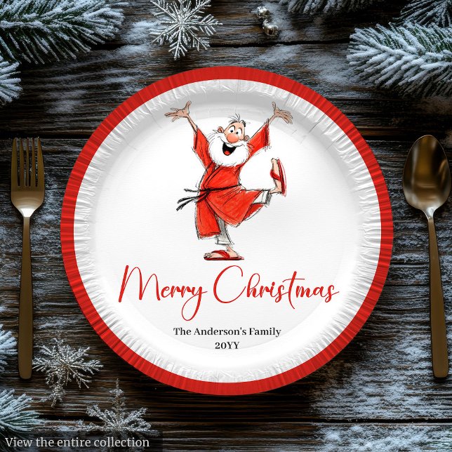 Quirky Funny Santa Claus Script Font Christmas Paper Plate (Quirky Santa Claus Script Font Christmas Paper Plates

)
