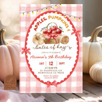 Quirky Gingham Apples Pumpkins and Bales of Hay