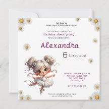 Quirky girl ballerina birthday invitation