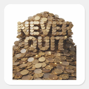 Quirky Gold NEVER OUT Vinyl Style Square Sticker