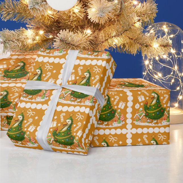 Quirky Goose Christmas Tree | Funny Holiday Wrapping Paper (Holidays)