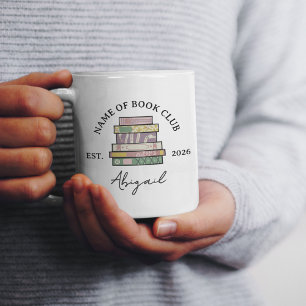 Quirky Hand Drawn Book Stack Book Club Member Coffee Mug