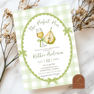 Quirky Hand Drawn Illustration Pear Bridal Shower Invitation