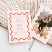 Quirky Hand Drawn Line Orange Wedding