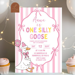 Quirky Hand Drawn One Silly Goose Birthday Invitation