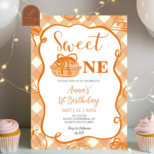 Quirky Hand Drawn Pie Sweet One Birthday Invitation