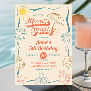 Quirky Handwritten Summer Beach Party Birthday Invitation