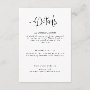 Quirky Handwritten Wedding Details Enclosure Card