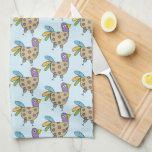 Quirky Hen Doodle Pattern Kitchen Towel<br><div class="desc">Colourful repeat doodle pattern of a hen on light blue background.</div>