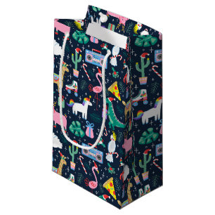 Quirky Holiday Animals and Icons Pattern Small Gift Bag