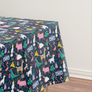 Quirky Holiday Animals and Icons Pattern Tablecloth