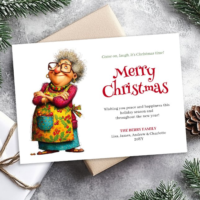 Quirky Holiday Woman Digital Custom Christmas Card (Quirky Holiday Woman Digital Custom Christmas Card)