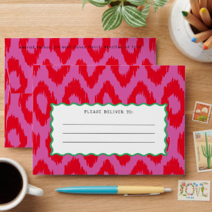 Quirky Hot Pink and Red Ogee Pattern Wavy Line Envelope