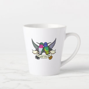 Quirky Hummingbird Artwork Add Your Text Ribbon Latte Mug