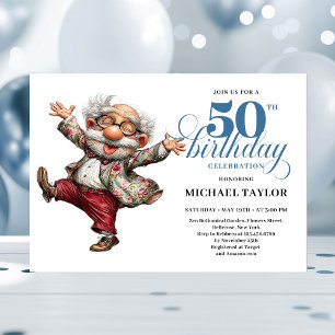 Quirky Humor Man 50 Birthday Celebration Invite