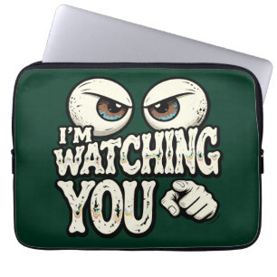 Quirky "I'M WATCHING YOU" Retro Eyes Laptop Sleeve