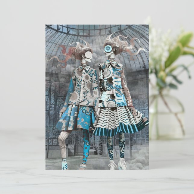 Quirky in Blue | Carte de vœux vierge (Debout devant)