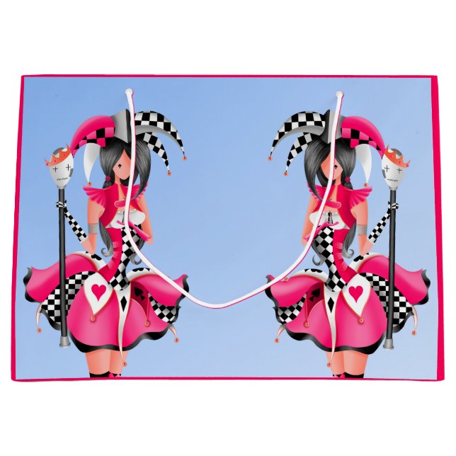 Quirky Jester and puppet king  Large Gift Bag (Front)