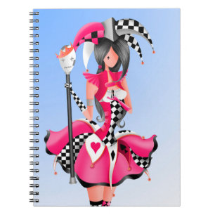 Quirky Jester and Puppet King Pink  Notebook