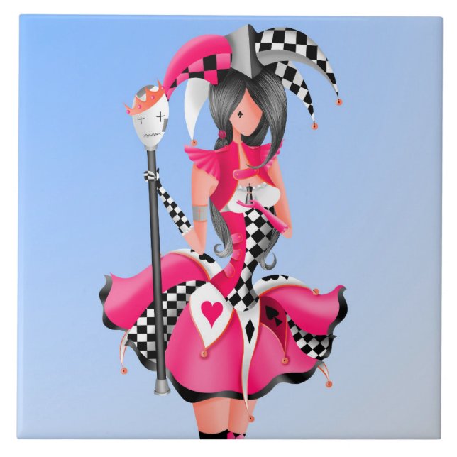 quirky jester and puppet King  Tile (Front)