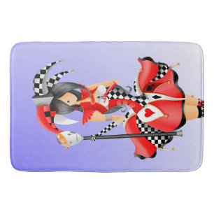 Quirky Jester & Puppet King Red Bath Mat