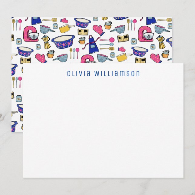 Quirky Kitchen Utentils Cake Maker, Chef Notecard (Front/Back)