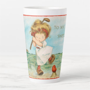 Quirky Kitschy Golf Themed Valentine, circa 1915 Latte Mug