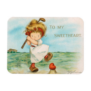 Quirky Kitschy Golf Themed Valentine, circa 1915 Magnet