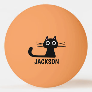 Quirky Kitty Personalized   Cool Black Cat Custom Ping Pong Ball