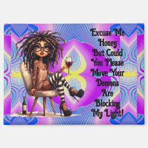 Quirky Lady Tattoos & Wine Light Magnet