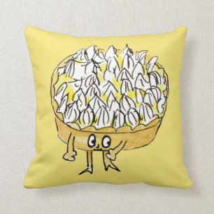 Quirky Lemon Meringue Pie Funny Cake Art Design Throw Pillow