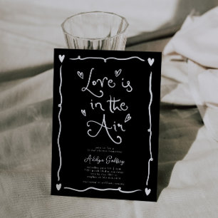 Quirky Love Is In the Air Bridal Shower Black Invitation