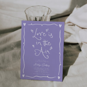 Quirky Love Is In the Air Bridal Shower Lilac Invitation
