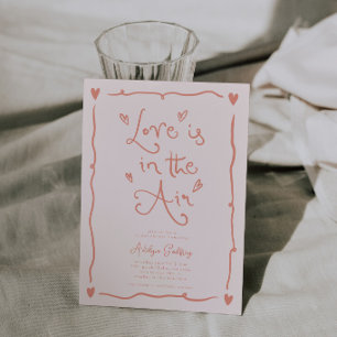 Quirky Love Is In the Air Bridal Shower Peach Invitation