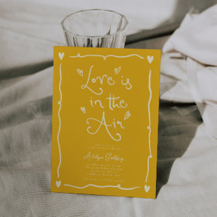 Quirky Love Is In the Air Bridal Shower Yellow Invitation