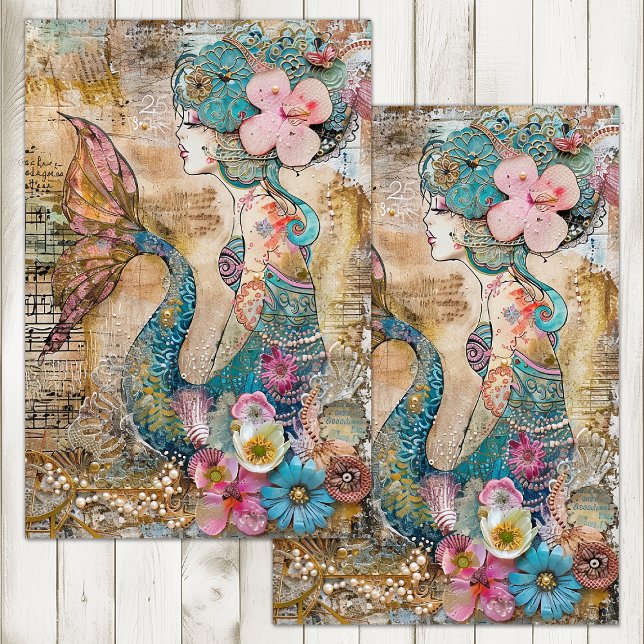 QUIRKY MERMAID DECOUPAGE TISSUE PAPER (QUIRKY MERMAID DECOUPAGE TISSUE PAPER)