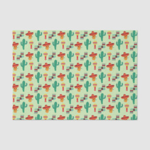 Quirky Mexican Cactus and Sombrero Pattern Tissue Paper