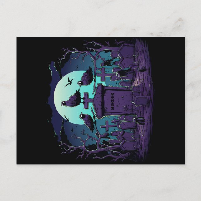 Quirky Murder of Crows Postcard (Front)