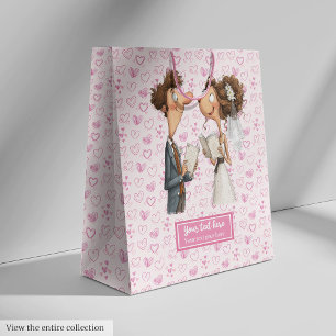 Quirky Newlyweds Gift Bag Funny Watercolor Design