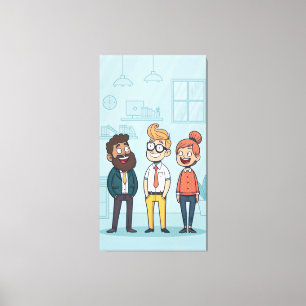Quirky office team in a humourous workplace  canvas print
