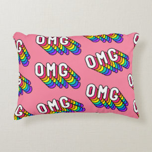 Quirky OMG Pink Comic Wallpaper Accent Pillow