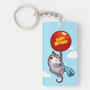 Quirky Opossum Happy Birthday! Floating Balloon Keychain