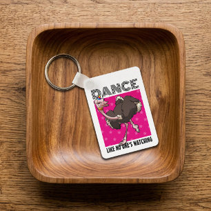 Quirky Ostrich Dance Like No One's Watching Design Keychain