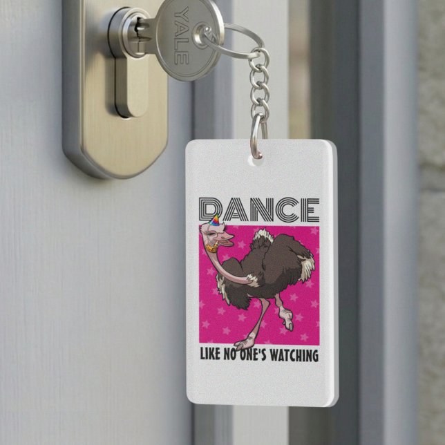 Quirky Ostrich Dance Like No One's Watching Design Keychain (Creator Uploaded)