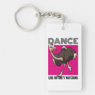 Quirky Ostrich Dance Like No One's Watching Design Keychain